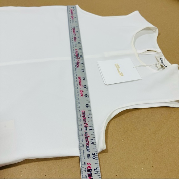 DVF Diane von Furstenberg Mary Top Sleeveless Sheer Blouse Ivory - Picture 6 of 7